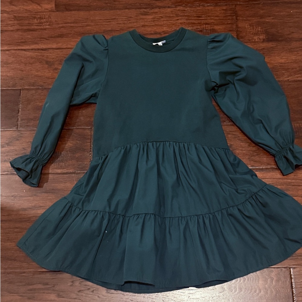 Charming Teal Kids Dress with Ruffled Skirt